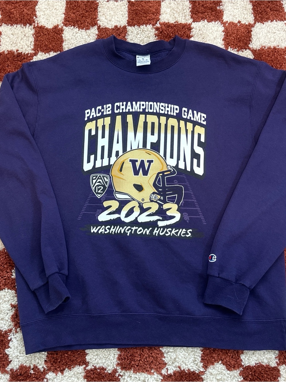 Champion Purple Washington Huskies 2023 Champions Crewneck
